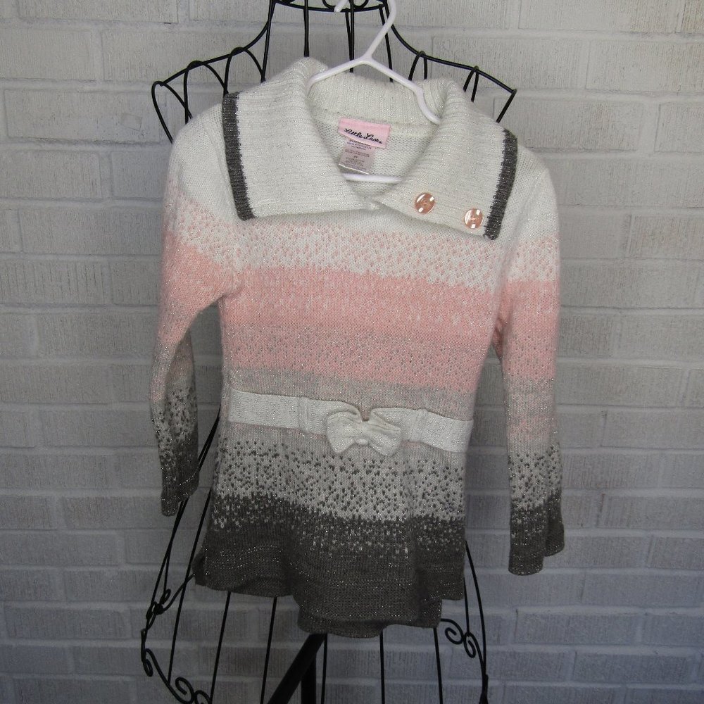 NWOT Girls 3T Little Lass pink and silver sweater dress